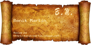 Benik Martin névjegykártya