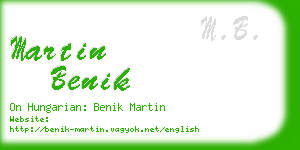 martin benik business card